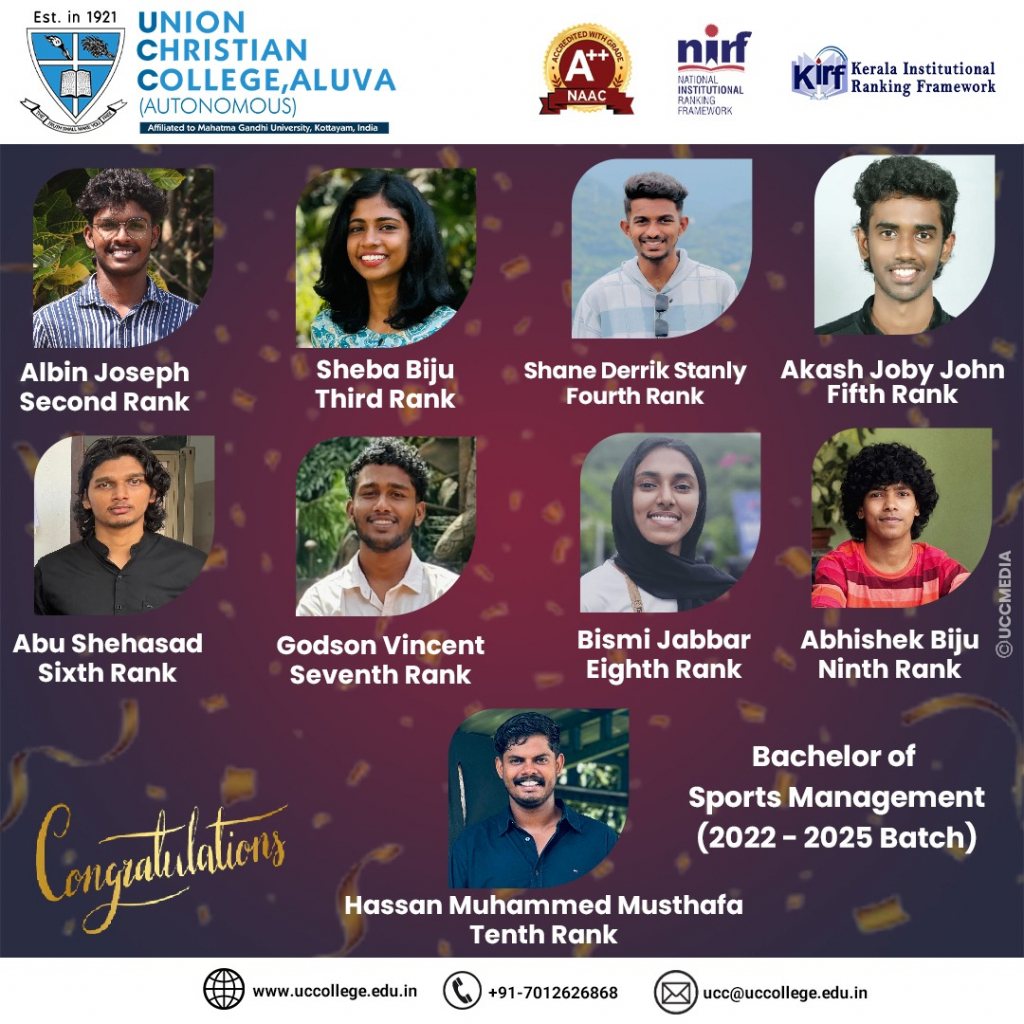 Congratulations to the Rank Holders from the Department