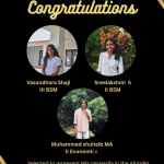 Congratulations to Vasundhara, Sreelakshmi and Shuhaib
