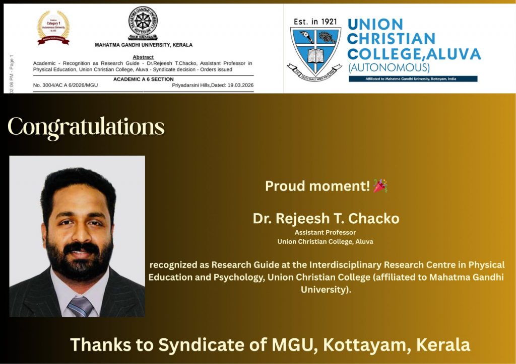 Congratulations to Dr. Rejeesh T. Chacko