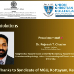 Congratulations to Dr. Rejeesh T. Chacko