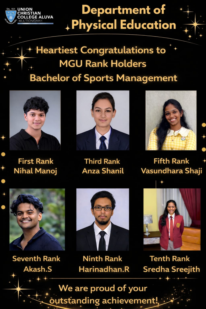 Congratulations to the UG Rank Holders