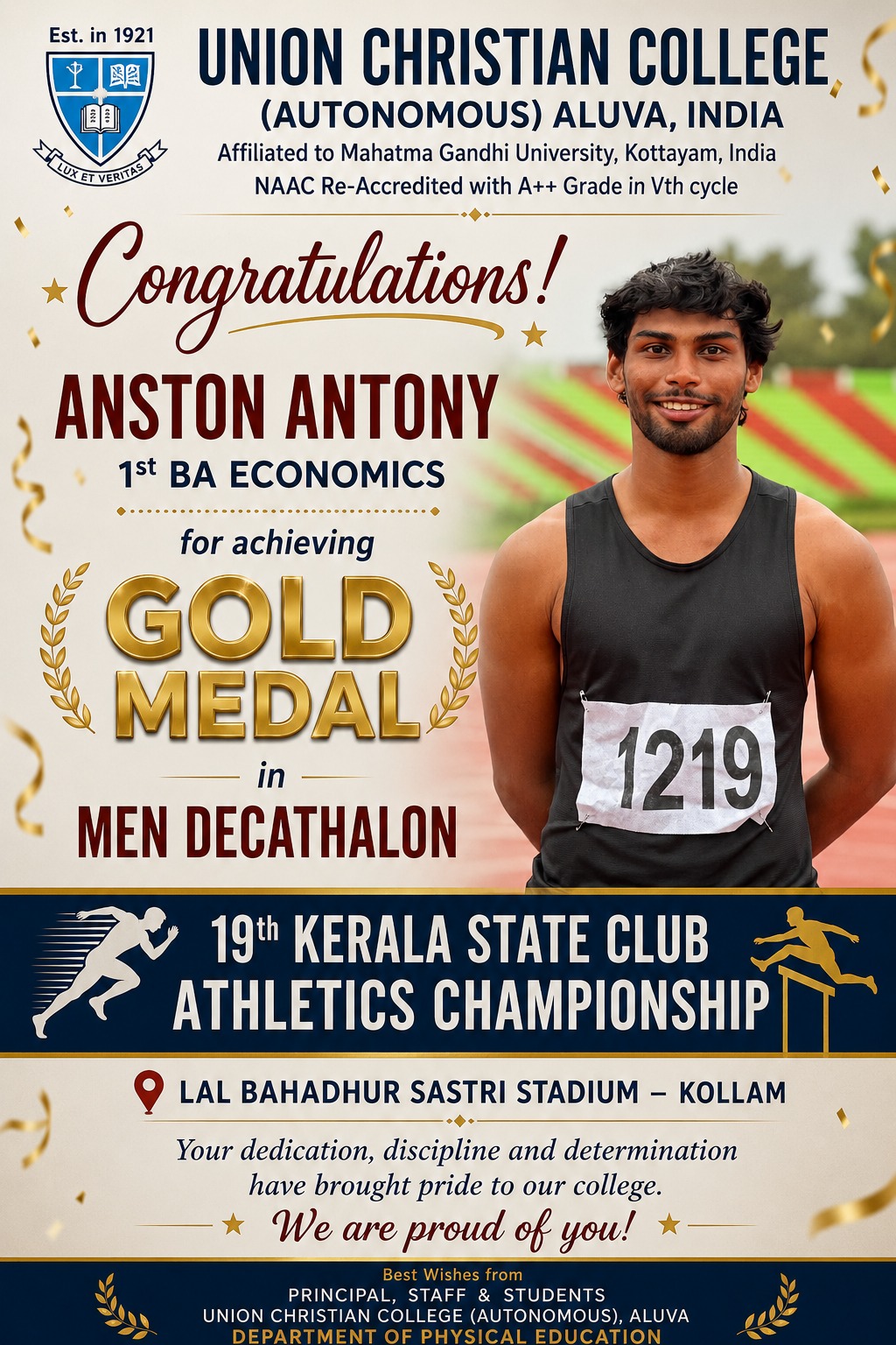 Congratulations to Anston Antony